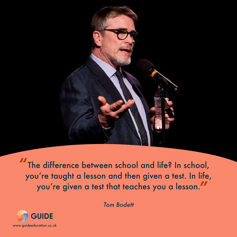 GuideEducation_'s tweet photo. Do you see the difference between a school lesson and a life lesson? 🏫 🆚🌎⁠
⁠
Here's what Tom Bodett has to say about it.  💬⁠

#lifelesson #schoollesson #tombodett #quotes @educational #guideeducation #guideplusvideos https://t.co/zLbQ3GBvZB
