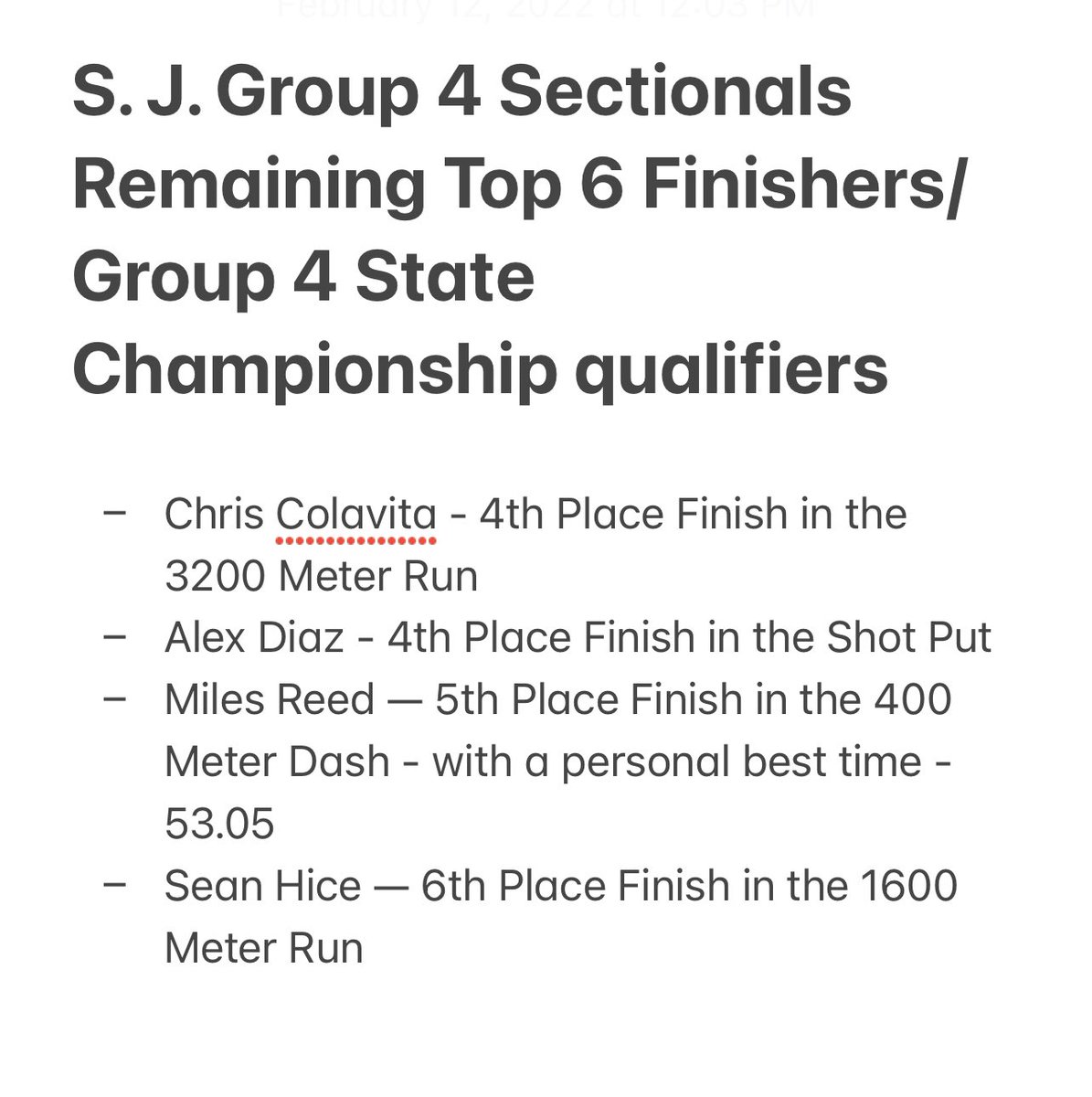 WTBoysTrack's tweet photo. Congratulations goes out to these athletes who also has great finishes at yesterday’s SJ Group 4 Sectional Championships-all of them will now being heading to the Group 4 State championship meet in 2 weeks-Great Job fellas #TwpTrackPride #TwpTrackExcellence https://t.co/vg0CgrlJ62