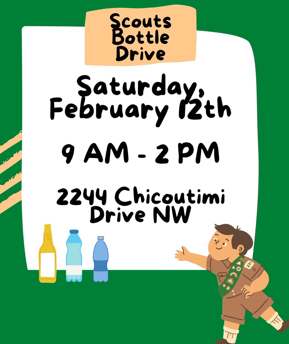 AGWadd's tweet photo. Come support #4thElks bottle drive today @scoutscanada https://t.co/E36HQxNYN7