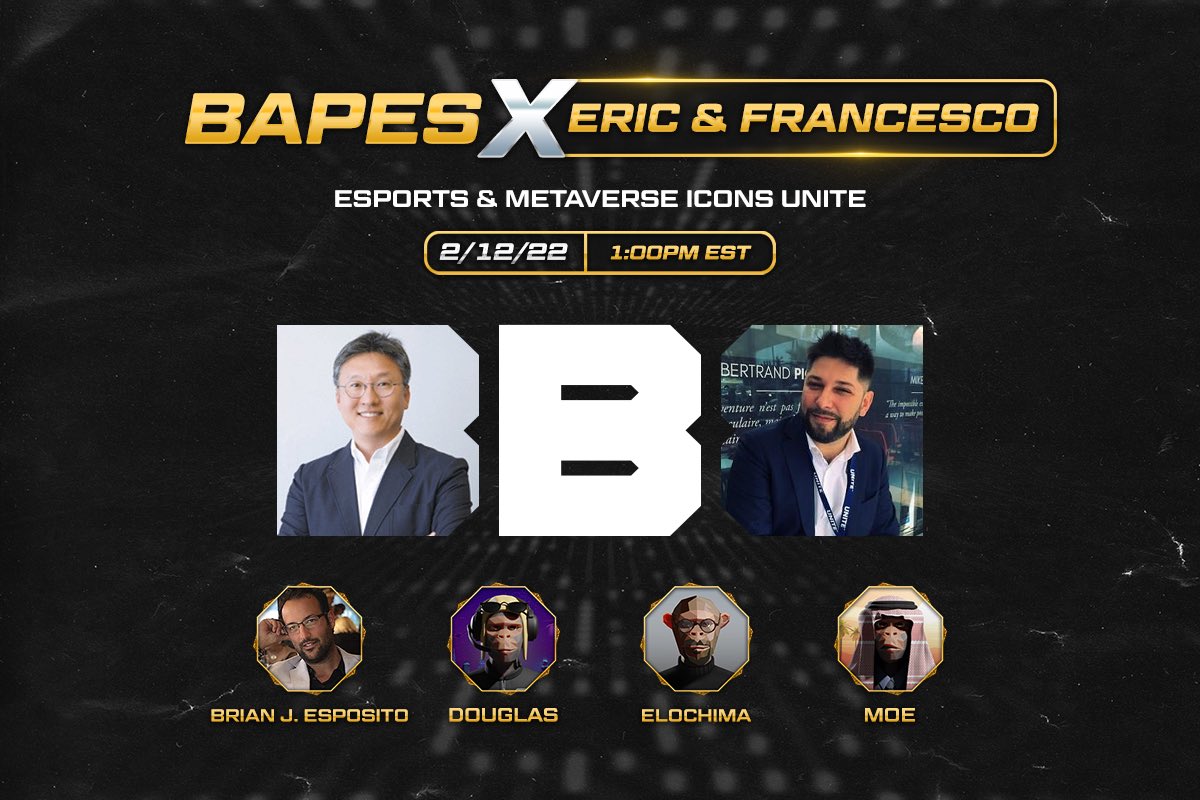 Join us today as Esports &amp; Metaverse Icons Unite - <a href="/ESTV_CEO/">Eric S Yoon</a> and <a href="/hipsterpercaso/">Francesco</a>

‼️Set those reminders‼️
x.com/i/spaces/1BdGY…