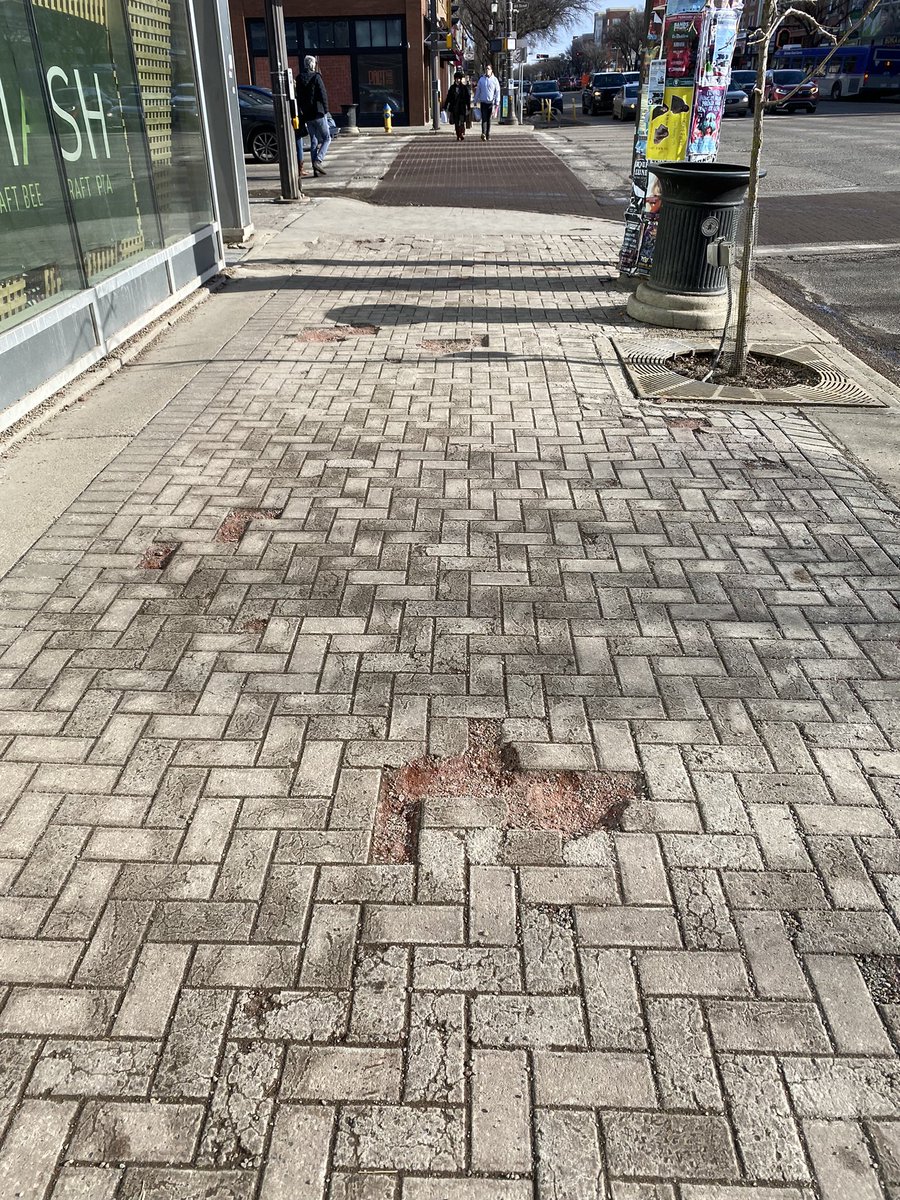 Planners + designers… always be careful using pavers in public spaces. They’re horrible for accessibility in the best of times. And especially in freeze/thaw places like Edmonton.