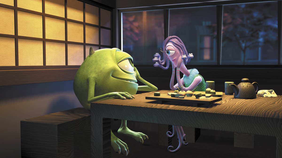 Pixar's tweet photo. Pick the perfect date night! 💕 Use: 
🍣 for dinner at Harryhausen’s 
🧺 for a picnic in the park 
💫 for stargazing 
🎡 for a night at the carnival 
Other? Let us know in the comments! https://t.co/U5Se3UXWim