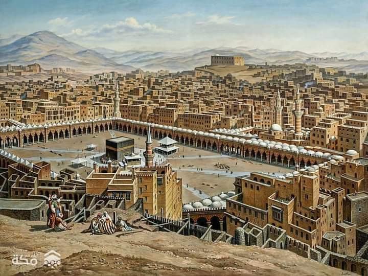ArtArchitectur4's tweet image. A painting of the Grand Mosque
 Austrian artist Hubert Sattler
 Preserved in the Salzburg Museum in Austria and dated 1898 AD 1314 AH