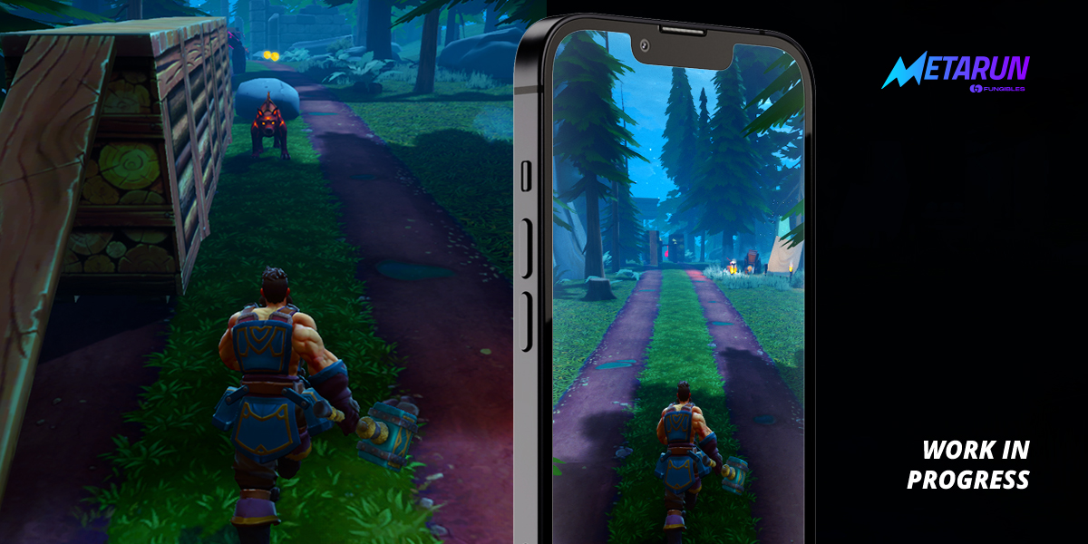 MetarunGame's tweet photo. Check out some new map assets, graphics, and a sneaky new character👀 with a hammer🔨. 

Working🧑‍💻 day&amp;night to present to you the first blockchain-based #P2E &amp; #P2W endless runner🏃‍♂️ game with #NFT assets - #METARUN. 

Work in progress. Pretty impressive🚀, isn't it?

#Crypto https://t.co/1a0GwY97b1