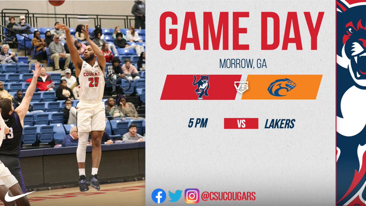 CSUCougarsMBB's tweet photo. Looking for the season sweep of our in-state rivals #GoCSU🐾 #TheRealCSU
🆚 | Clayton State
⏰ | 5:00 p.m.
📍 | Morrow, Ga.
🏟 | The Loch
#GoCSU🐾 https://t.co/0yUOYw9nn0