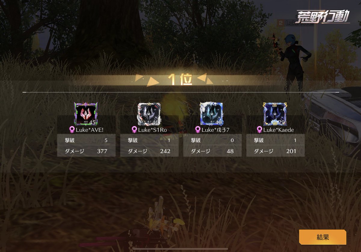 本日のメンバー🎉

<a href="/Abecha0000/">アヴェ・オウル</a> 
<a href="/S1Ro_81/">話題のやつ</a> 
<a href="/inu_wanwann/">周戌瑜 Lipton愛好家</a> 
<a href="/Godxkkk/">かえで🐊ིྀ【テスト期間中なので低浮上】</a> 

久しぶりのドン勝みんなナイスです！
しっかり立ち回れたし、あべちナイスキャリー👍👍