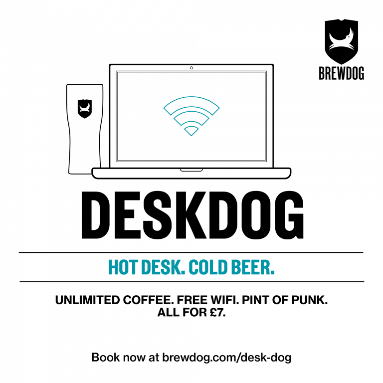 Looking for somewhere to work?

We'll be rolling out our desk dog, unlimited tea and coffee with a pint of Punk IPA when you're done, all for only £7. Come in and utilise home working with us💻

#brewdog #cheltenham #homeworking #deskdog