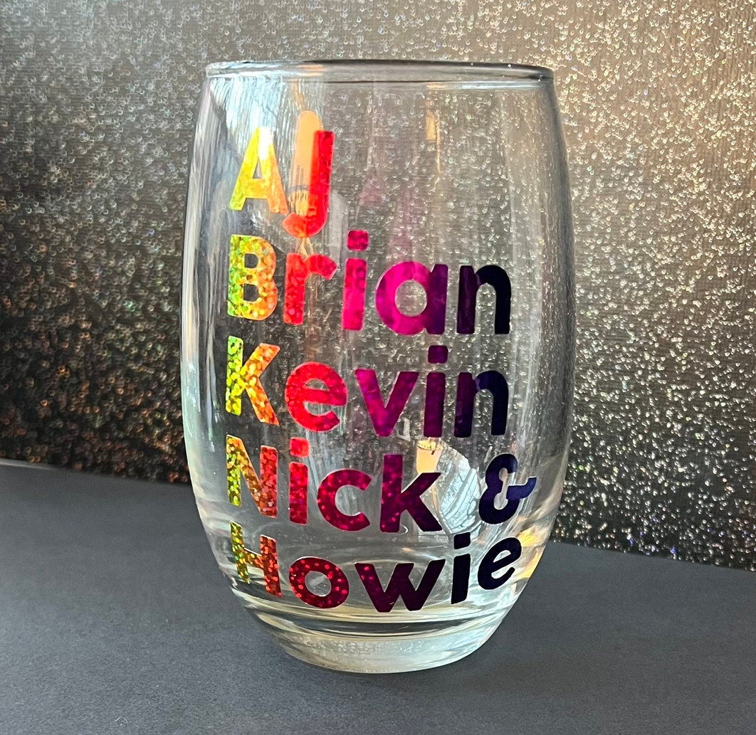 BSBFangirls's tweet photo. Excited to share the latest addition to my #etsy shop: BSB Names Stemless wine glass Nick, AJ, Brian, Kevin, Howie, cup, Backstreet Boys, Boy Band, Fangirl gifts for her https://t.co/drbPpfBCgc #clear #glass #rainbow #wineglass #stemless #giftsforher #backstreet #boyba https://t.co/MWFlrcOnPC