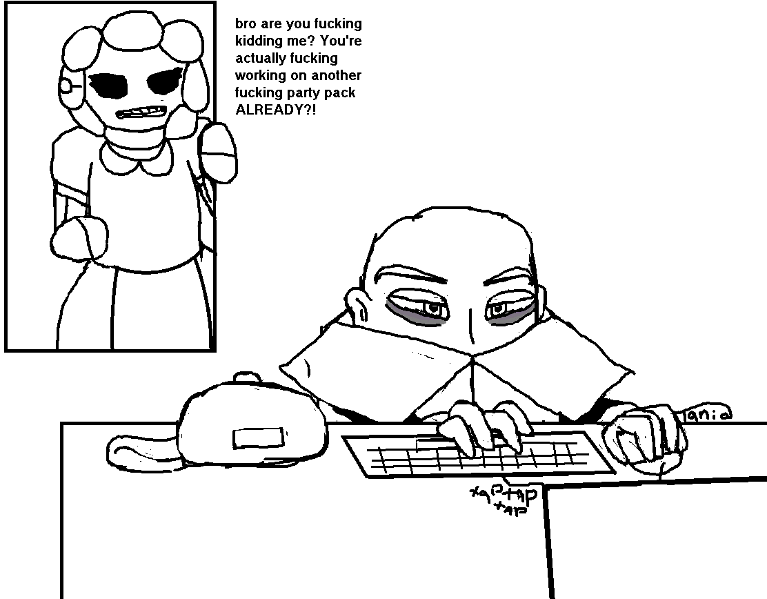 Fighting4Flower's tweet photo. Everybody is hyped for the reveal of #theJackboxPartyPack9! From #Jackboxfanart to #Jackboxgames.

Meanwhile i feel like a concerned mother telling their child to go to bed.
Talk about some #boxrot.... https://t.co/gmxJIBKLo3