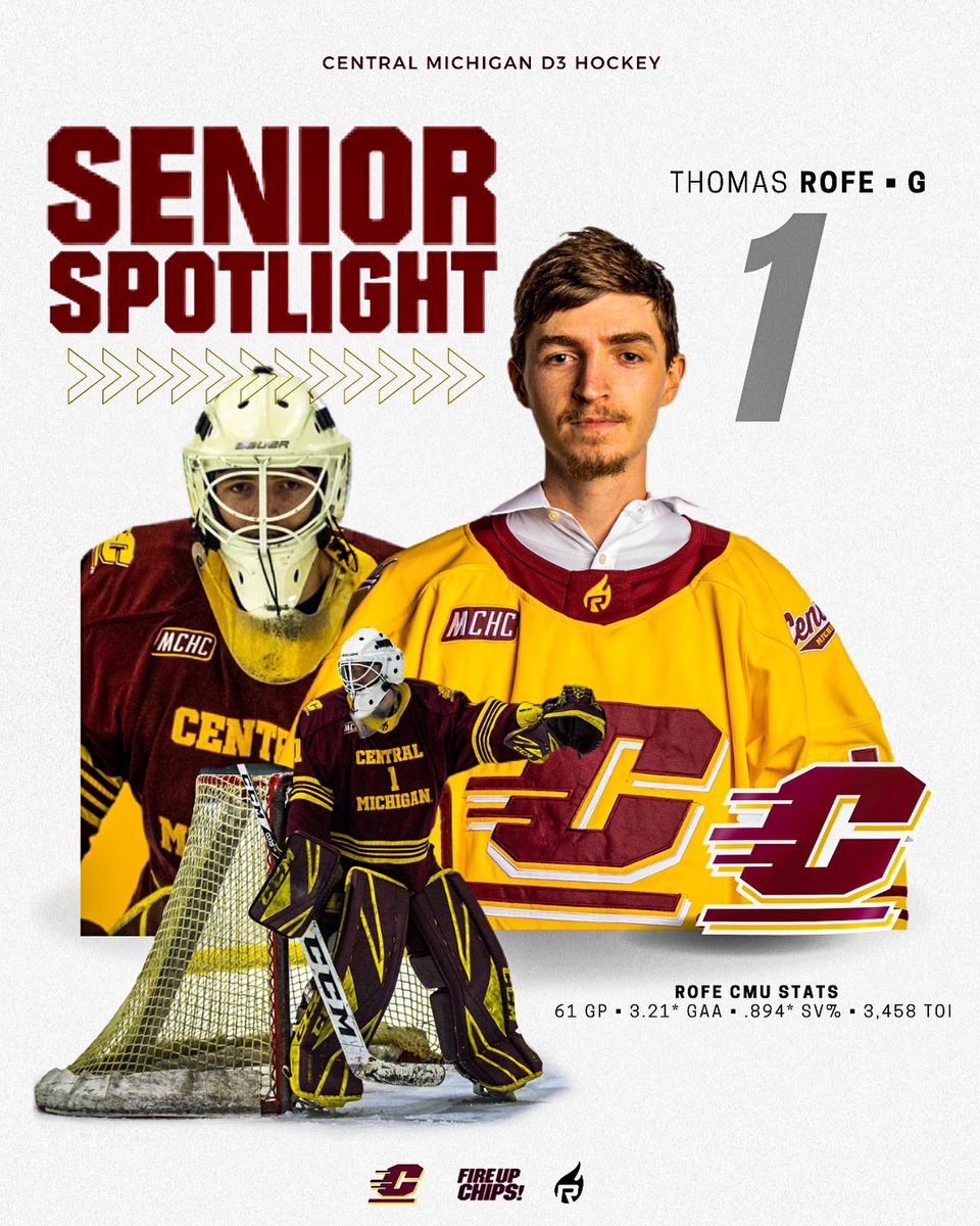 CMUHOCKEYDIII's tweet photo. SENIOR SPOTLIGHT #7 🔦
Thank you Rofe for an incredible 4 years at Central. We wish you nothing but the best for the future!
#ForeverFireUp🔥⬆️ https://t.co/ZL3MVKhR7a