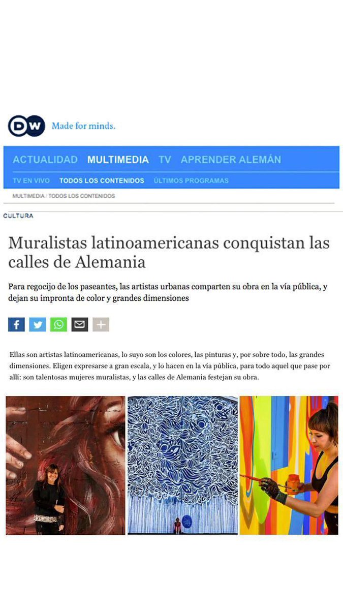 Thank you so much to the journalist <a href="/MaricelDrazer/">Maricel Drazer</a> and <a href="/dw_espanol/">DW Español</a> for this beautiful article of Latin American women artists living and workingin Germany 🙏😍  #womanownedbusiness  #berlin🇩🇪 #art #resistance #energy #mural #artistsupport #world #shapetheworld #contemporaryar