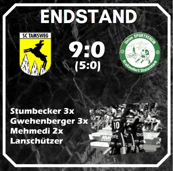 Im zweiten Testspiel dieses Jahres feiern die Tamsweger einen 9:0 (5:0) Kantersieg gegen USV Krakaudorf in Mauterndorf.

Dabei treffen Dominik Stumbecker und Pascal Gwehenberger jeweils drei Mal, Alban Mehmedi trifft doppelt und Alex Lanschützer netzte auch noch ein!

#preseason