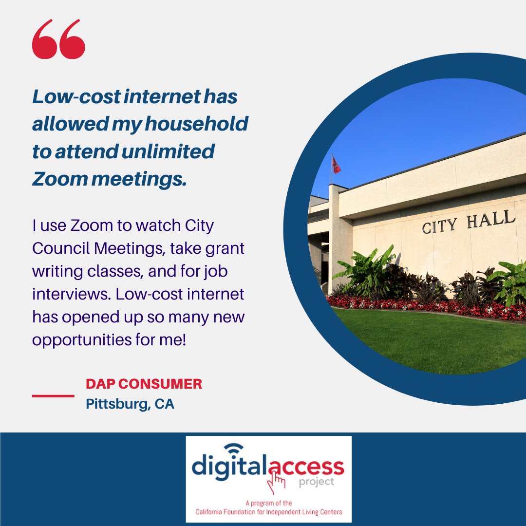 CaliforniaDAP's tweet image. Internet is a necessity! @_CFILC's Digital Access Project works to close the digital divide for people with disabilities and older adults. digitalaccessproject.org

#Internet4All #BroadBand #LowCostInternet