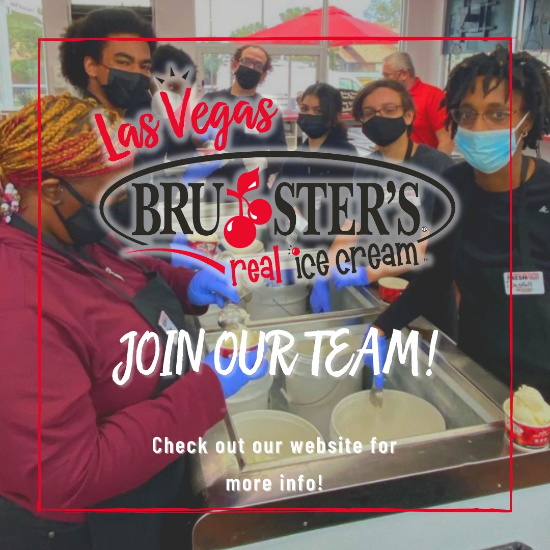 brustersvegas's tweet photo. Do you love ice cream? Are you up for a challenge and ready for a great opportunity? Are you looking for a job that fulfilling and rewarding? Good news- We're hiring! Check out our website for more details! #brustersicecream #brusters #brusterslasvegas #joinourteam https://t.co/zxSGVHidlg