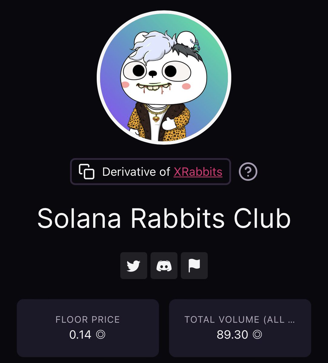 SolanaRabbitsC's tweet photo. Mint 0.01 SOL
Floor 0.14 SOL
Buy one #SolanaRabbit now before 🚀🌕

#SolanaNFT #solana #Sol #solnfts #NFTs #NFTCommunity #MagicEden #SolanaCommunity https://t.co/8Bg0K3pVge