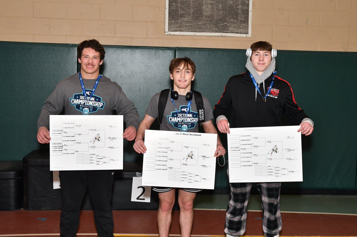 MHSSPRAWL's tweet photo. Milford Wrestling wins the D2west Sectional Tournament!! 11 wrestlers qualified for the D2 States!                  1st place: Ryan Donovan, Cam Phillips and Hampton Kaye-Kuter
2nd place: Aidan Baum, Mikey Boulanger, Danny Alves, Jack Cruz, and Mike Mastroianni https://t.co/s6jnXIHI2g