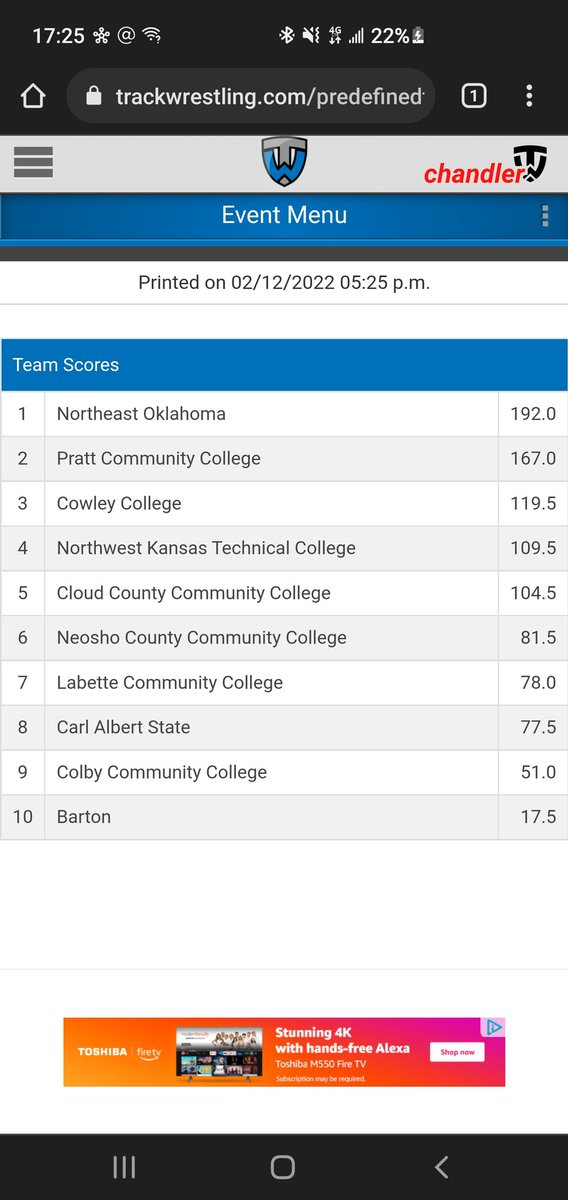 Results:
133 lb Champion Dalen Moore
141 lb Champion Dalton Burdick
149 lb Champion Dylan Brown 
184 lb Champion Jackson White 
197 lb Champion Seth Seago
285 lb Champion Dan Baker

165 lb 2nd Richard Mack
174 lb 2nd Dayton Fields 

125 lb 4th Alex Prince
165 lb 4th Gage Shetley