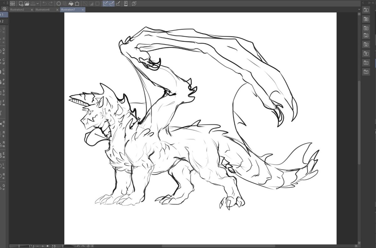 alegrimm2's tweet image. Sketched quick idea of next adoptable, somehow mix of Zinogre and Alatreon between commissions, gonna probably redesign his horns 
idk what about colours tho xD