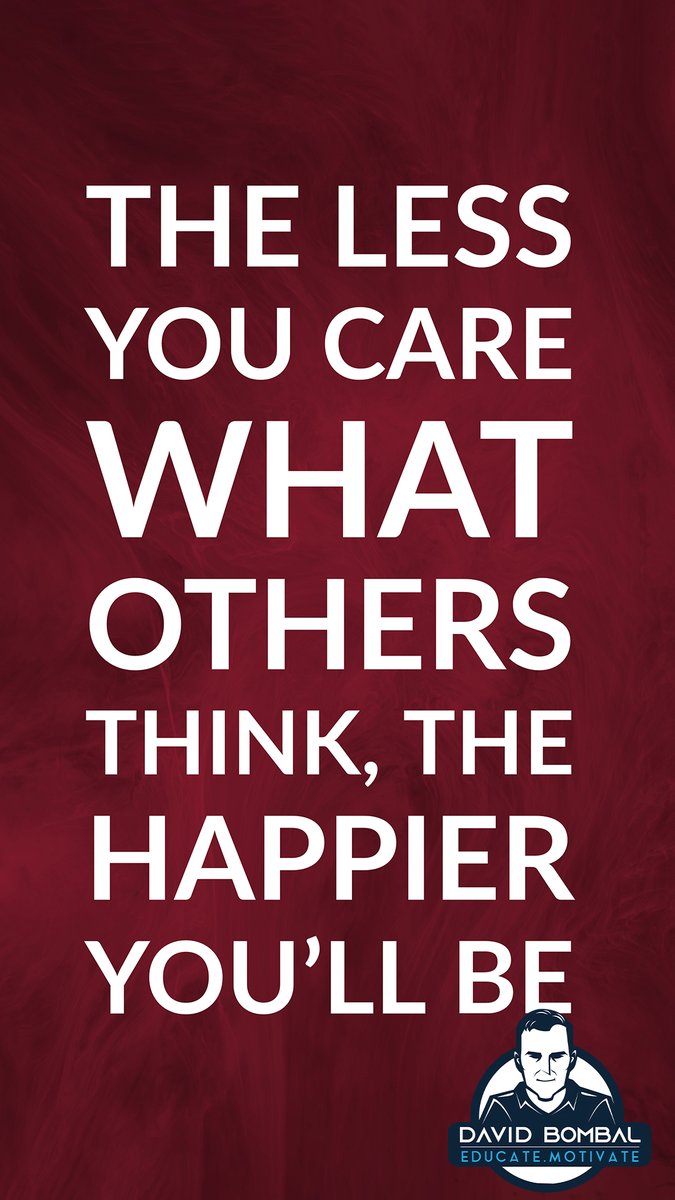 The less you care what others think, the happier you'll be.

#DailyMotivation #inspiration #motivation #bestadvice #lifelessons #changeyourmindset