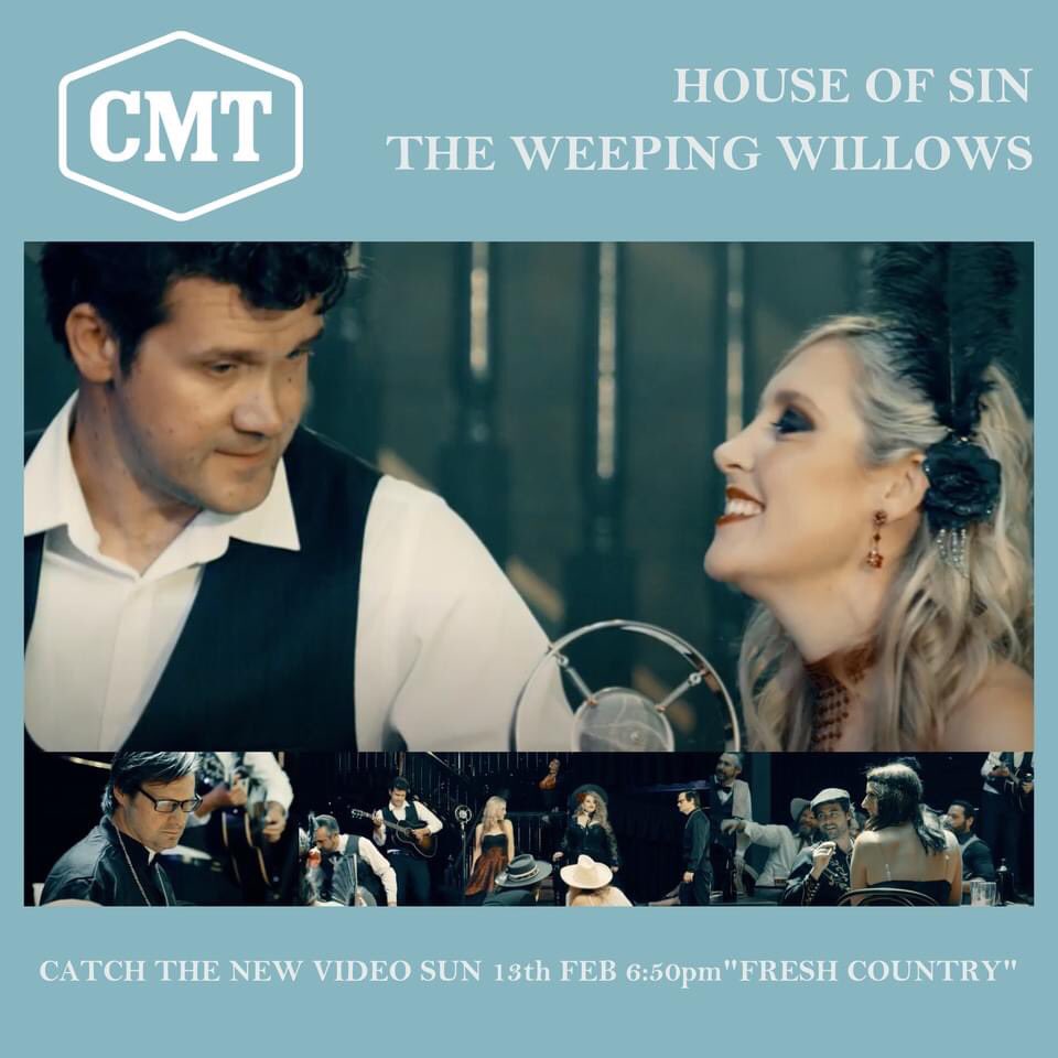 weepinwillows's tweet photo. Thanks SO much for your kind words &amp; lovely feedback on our #HouseOfSin video clip. It was a whole lotta fun to make! Catch it tonight when it makes its ✨@CMT debut✨ at 6.50pm! 💃 @AustraliaCMT is Channel 805 on @Foxtel &amp; Channel 239 on Fetch. 🖤
#RedRebelMusic @StuartCoupe. 🙏 https://t.co/o4FzNcnEWj