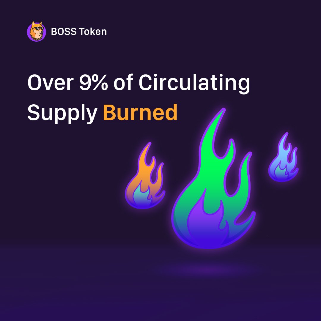 Boss__Token's tweet photo. Over 9% of the circulating supply of $BOSS has been burned, never to be put back into circulation again. 👌

This helps create an exponentially rising price floor. 🌊

Each transaction automatically burns tokens. 🔥

Burn Wallet:
https://t.co/qGOPkYfJKb https://t.co/GpdOWGFx02
