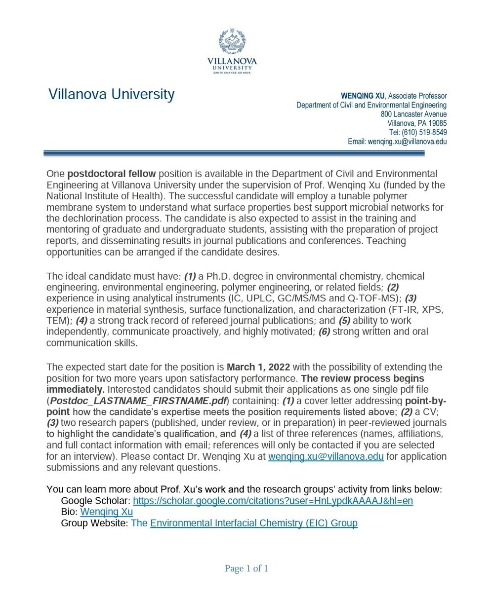 oipam's tweet photo. We are looking for a postdoc!

If you are interested in polymer systems, microbial networks, and the dechlorination process, we have an NIH-funded postdoc position for you. Review process starts ASAP, and start date is March 1, 2022. 🦠🧫🚰

#PhDchat #AcademicTwitter https://t.co/oy5h2pXNDP