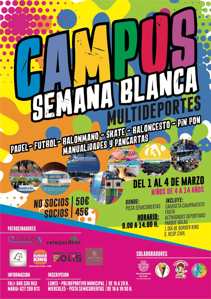 Te presentamos  el cartel del CAMPUS DE SEMANA BLANCA MULTIDEPORTE FALI.
VEN Y DISFRUTA NO TE QUEDEN EN CASA.
YA TIENE PLAN!!!