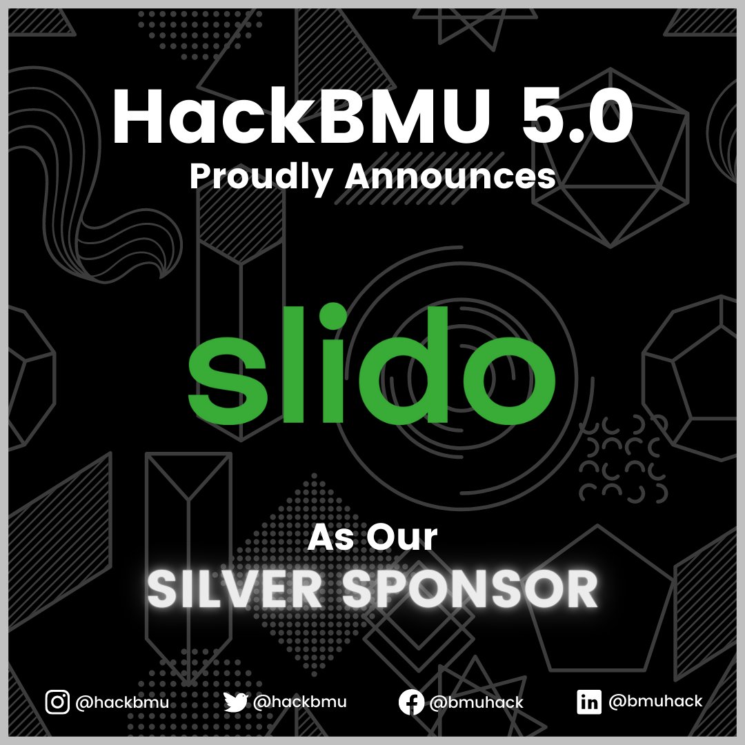 hackbmu's tweet photo. Sponsorship  is the key to organizing a successful event and is of value for both participants and organizers.
Presenting to you @slido  whose support and motivation made HackBMU one of the great  hackathons globally💥
#technology #Hackathon #support #sponsorship https://t.co/9TrqvPEKWu