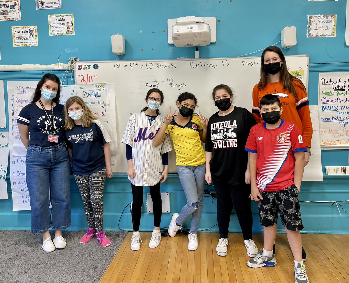 Jersey day with our 6th grade DL learners! 🏈🏀⚽️⚾️ <a href="/Ms_S_Mani/">Ms. Mani🍎</a> <a href="/MineolaMS/">Mineola Middle School</a>