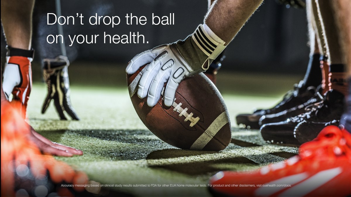 CueHealth's tweet photo. Peace of mind for your Big Game party with the #1 most accurate at-home COVID-19 test. #GoCue. Go You. https://t.co/sLNmruy3qZ