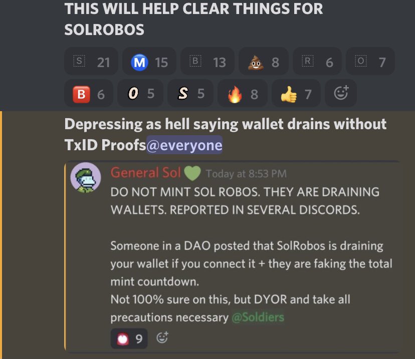 fortyfouroz's tweet photo. this project im invested in… sol robos.. made thread about it las night but its dying because smb made fud during mint and told everyone do not mint it is wallet drain and its rlly causing project to go to shit. But i personally minted and it wasnt a wallet drainer and isnt rug. https://t.co/wTWmVQziBe