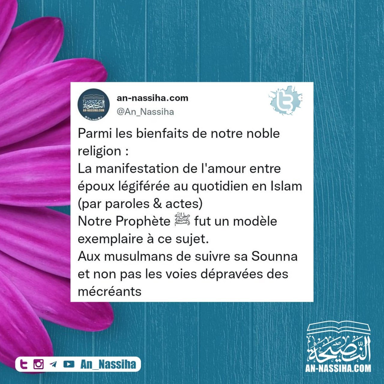 An Nassiha La Manifestation De L Amour Entre Epoux Est Une Chose Legiferee Au Quotidien En Islam T Co Glcue7xlpr Twitter
