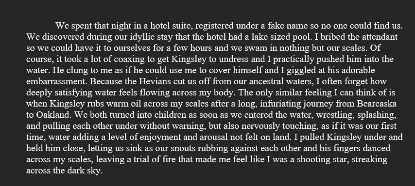 pepperdaphoenix's tweet photo. Here's a snippet of Kingsley and Oisin skinny dipping together (and, yes, they are gay, anthro crocodiles) #WriteLove https://t.co/ZKR8Avu9n6