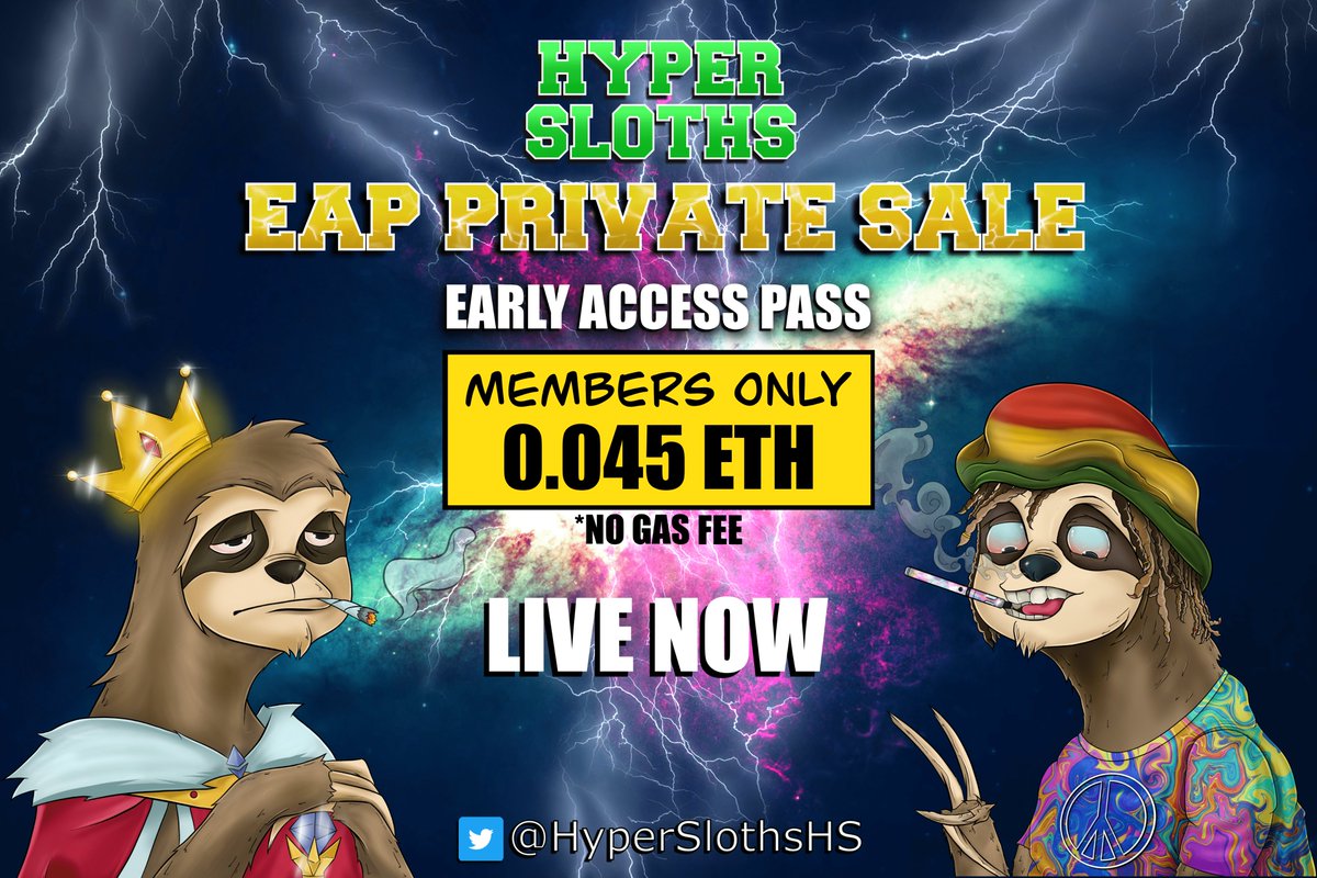 HyperSlothsHS's tweet photo. If you have a EAP you can now buy a max of 5 Hyper Sloths  #NFT ‼️ ‼️  

Subscribe to our web or comment below for a chance to receive a EAP
https://t.co/prUrvJVI4f 

Don't forget 2 show of your #HyperSloths 
🦥👀🔥

#NFTCommunity #nftart #privatesale #P2E https://t.co/PDJAbsuqXO