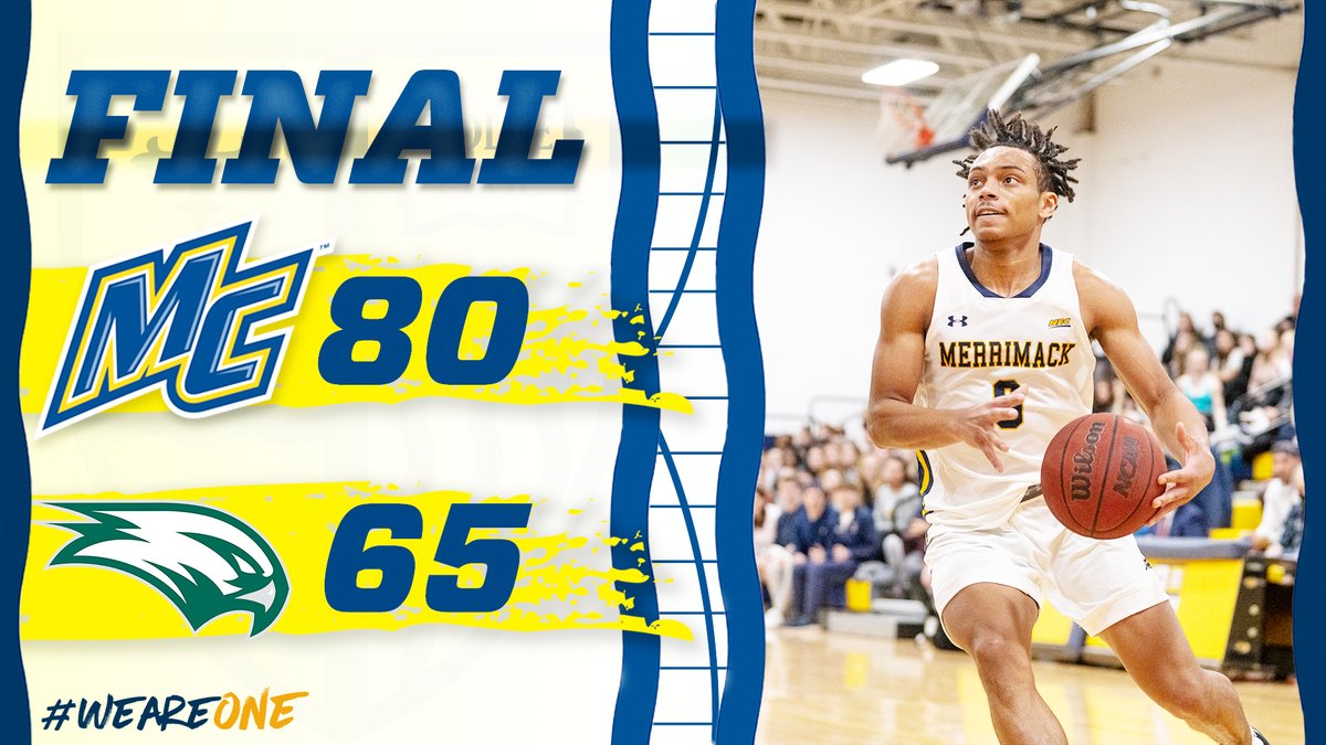 MerrimackMBB's tweet photo. WARRIORS WIN!!!

Merrimack scores 22 points in overtime to pull away from Wagner who previous had the longest winning streak in the country at 15 games! 

Minor finished with 21 points and 10 rebounds. Reid added 19 and Edmead had 18. 

#MakeChaos // #GoMack https://t.co/n95dfGMNs6