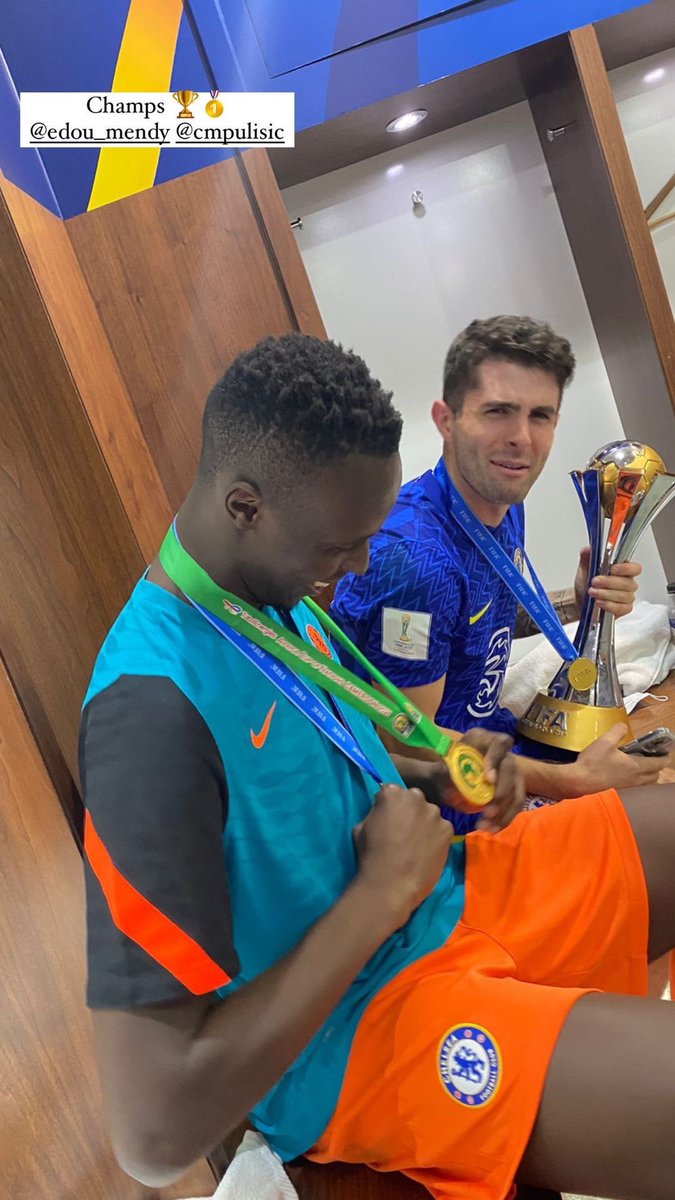 Edouard Mendy with both the AFCON winning medal &amp; the Club World Cup medal around his neck!!! What a last few days it has been for him.