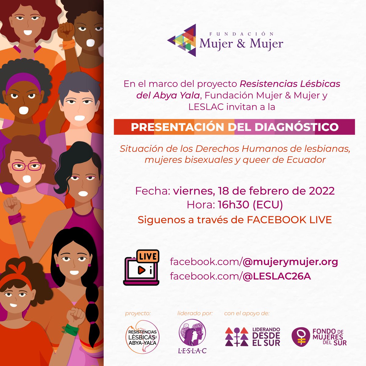🔥📣Situación de los Derechos Humanos de lesbianas, mujeres bisexuales y queer en #Ecuador

🤳Conéctate y conoce los resultados de #Ecuador
bit.ly/3oLwnEN 

🟥🟧🟪#ResistenciasLésbicas♀️♀️
#LESLAC
#LATAM
#LBQ+

Un proyecto de <a href="/LESLACred/">LESLAC</a> 💜Con el apoyo de @fmujeresdelsur
