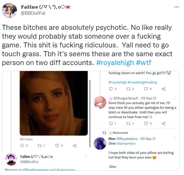ShogunSimp5's tweet photo. @BBDollFal @Gabriel77185110 @BaalHaveeeeer @jamjamjoo Also bitch this you? "couldnt care less" and then posts this? Nice to see you being obsessed with us!! Embarassing 😫 https://t.co/HGP54i0mtu