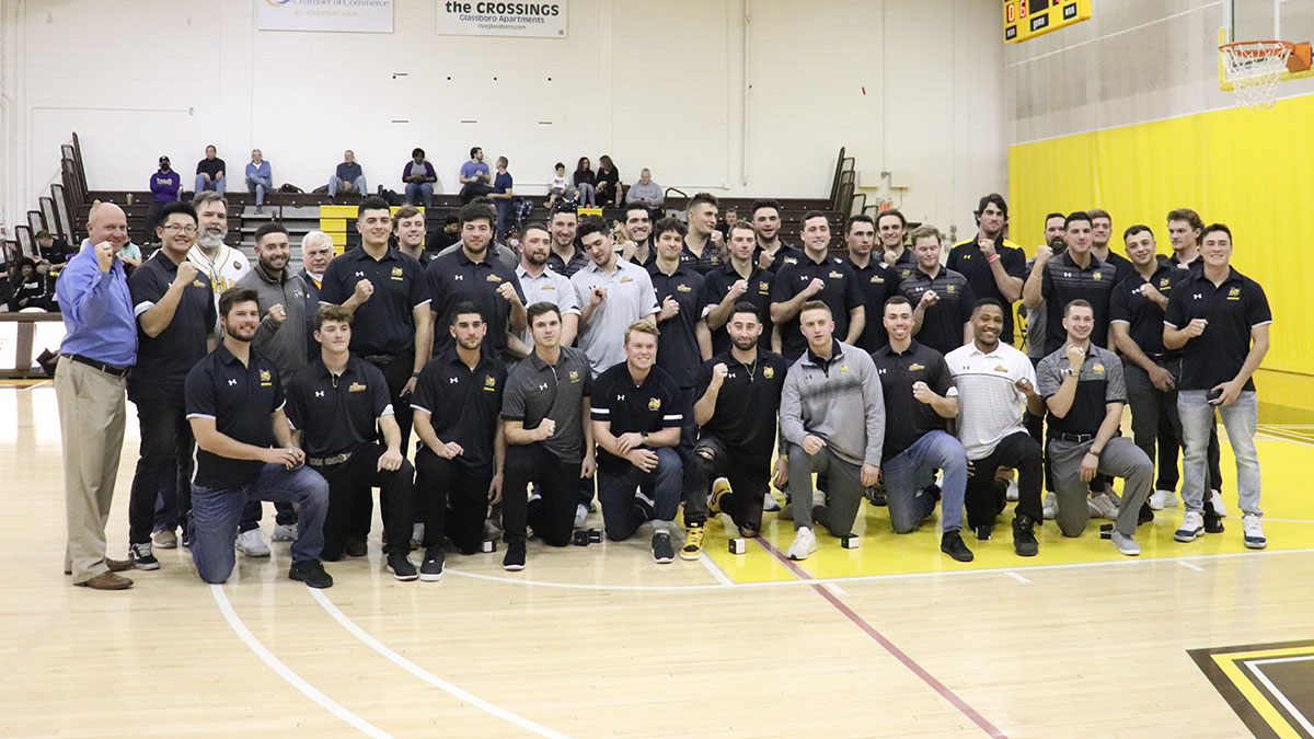 The 2021 <a href="/RowanBaseball_/">Rowan Baseball</a> team received their NCAA Regional Championship rings. Congrats to the Profs on the memorable season!
