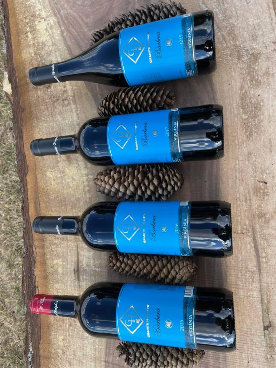 FauquierWine's tweet photo. The Granite Heights Winery's first ever vertical tasting flight of 4 vintages of their estate Barbera wine! Feb. 19th and 20th from 12-5 pm. RSVP by email today! #FauquierWine #local #wineryevent #FauquierCounty #GraniteHeightsWinery https://t.co/oCe0BxZDvE