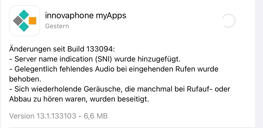 Neue iOS/iPadOS innovaphone myApps Version für Apple iPhone/iPad.
V13.1.133103