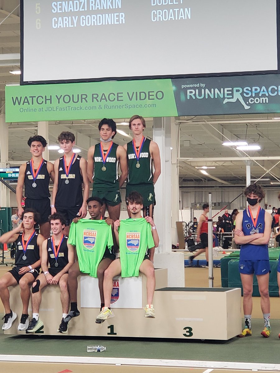 NorthwoodXCTF's tweet photo. The 4x800m Relay State NCHSAA 3A State Champions. Marco Sanchez, Colin Henry, Jackson Adams and Christian Glick. #BeGreat #ProudCoach @ChargerAthletes  @NHSChargers  @ChathamNR  @ChathamNCSports @chathamnc https://t.co/gEBm5l8mYm