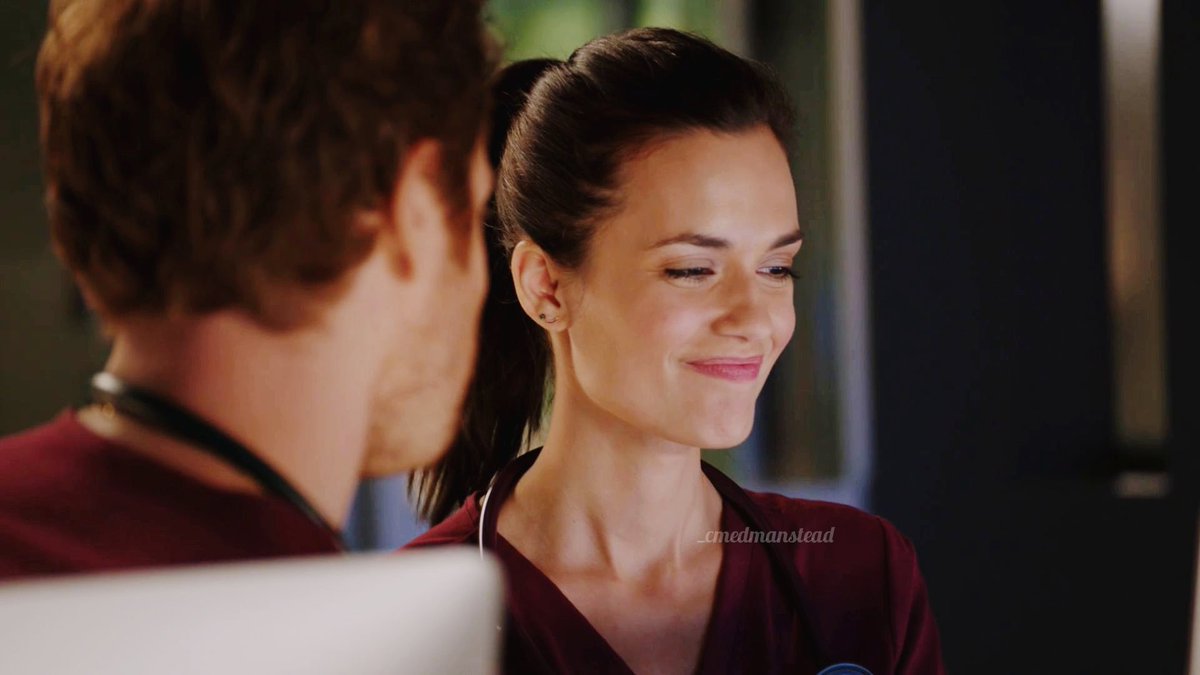 — That looks so good on you. 

—  I agree.

#ChicagoMed #Manstead