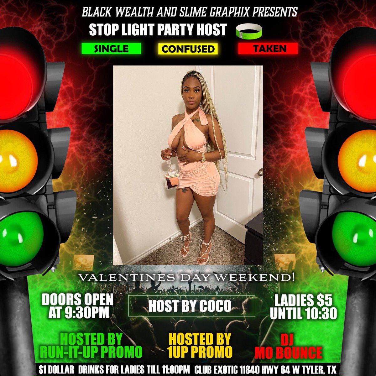 BlackWealthFam's tweet photo. 🚨🚨#SLPV-Day TONIGHT!!🚨🚨
Presented by @BlackWealthFam & @Slimegraphix
Doors open at 9:30 ladies $5-10:30
$1 drinks for ladies till 11
•SECTIONS (includes bottle service)
•$75 Small Section 1 bottle
•$125 Medium Section 2 bottles
•$250 Large Section 3 Bottle https://t.co/NgJSlr91Hm