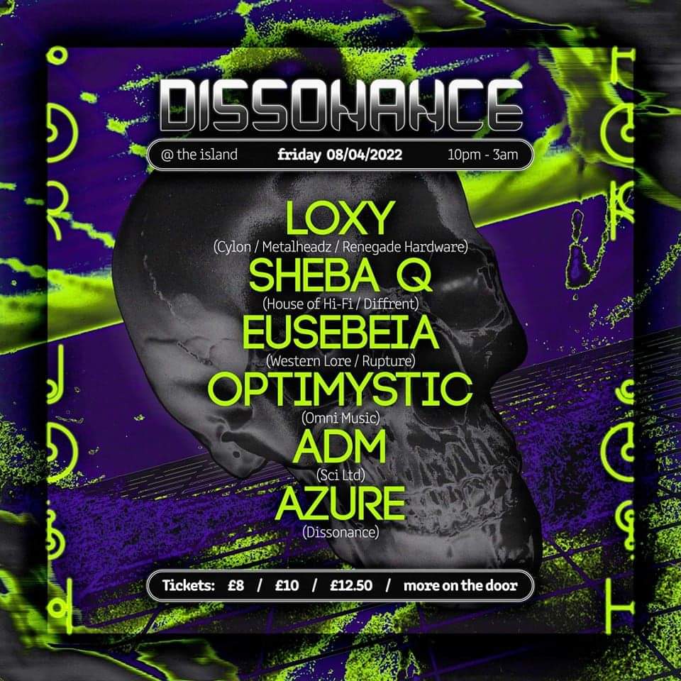DissonanceBris's tweet image. Next up in April we step into The Island with @Loxycylon @_shebaQ Eusebeia and the finest Bristol residents. Expect deep, dark and progressive beats 🚨 headfirstbristol.co.uk/#date=2022-04-…
