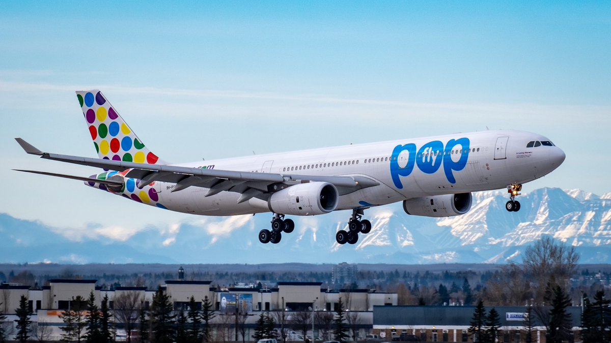 MKingCalgary's tweet photo. A @hifly_airline A330 cargo charter decked out in @_flyPOP livery arriving at @FlyYYC on Saturday 

#yyc #AvGeek https://t.co/WLPuayTYxx