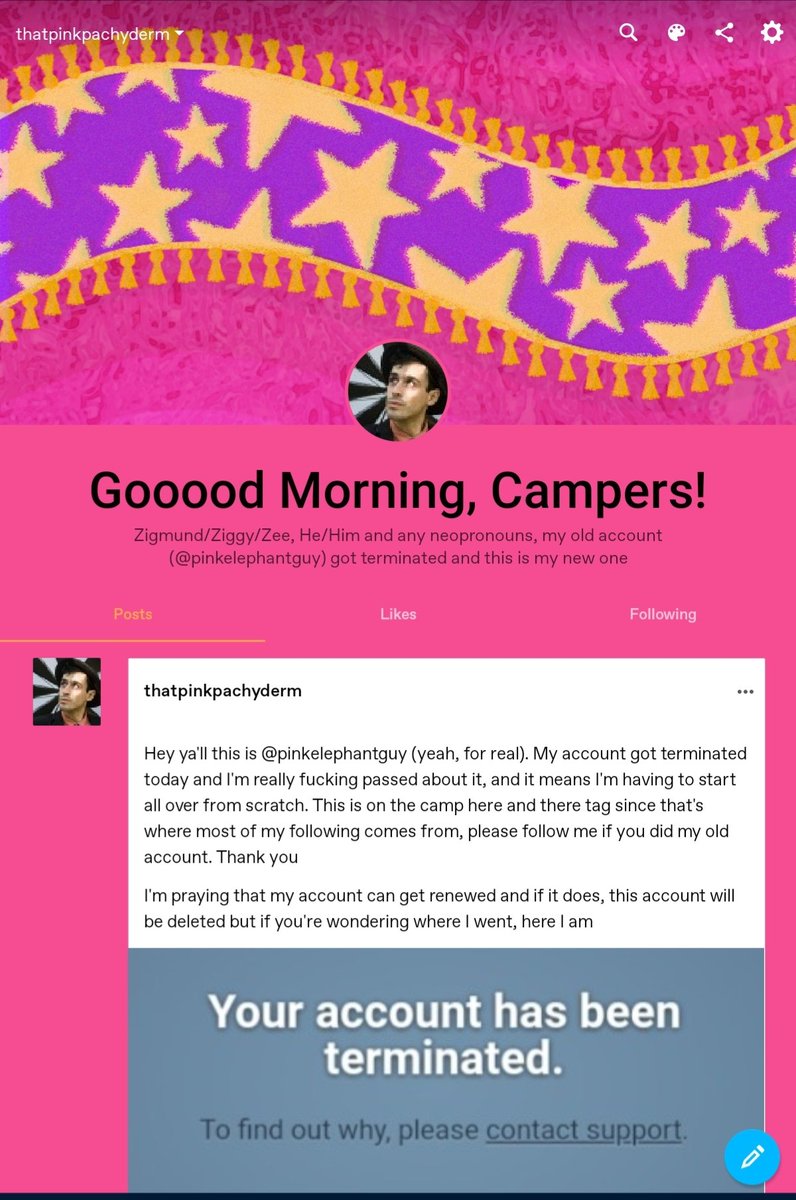 Pinkelephantguy's tweet photo. Hey can yall go follow my new tumblr blog account @thatpinkpachyderm???? Bc my old one got terminated n shit I'd really appreciate it https://t.co/Ok3Ecr5vVI