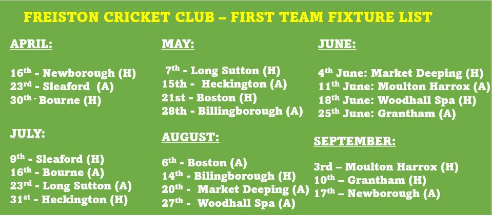 FreistonLLCC's tweet image. The First XI and the Second XI fixtures for the season ahead.