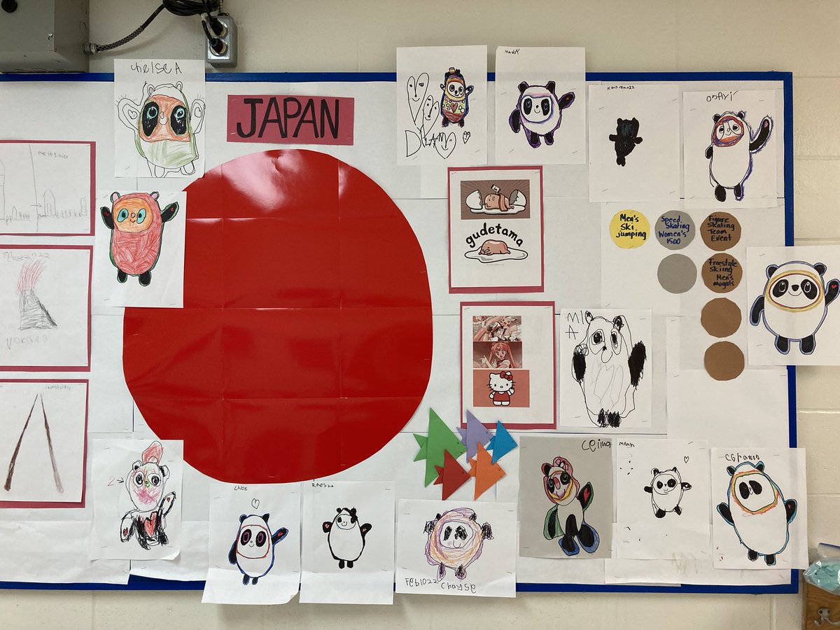We added the Winter Olympics mascot to our Japanese bulletin board. Nicely done Grade 1-2!