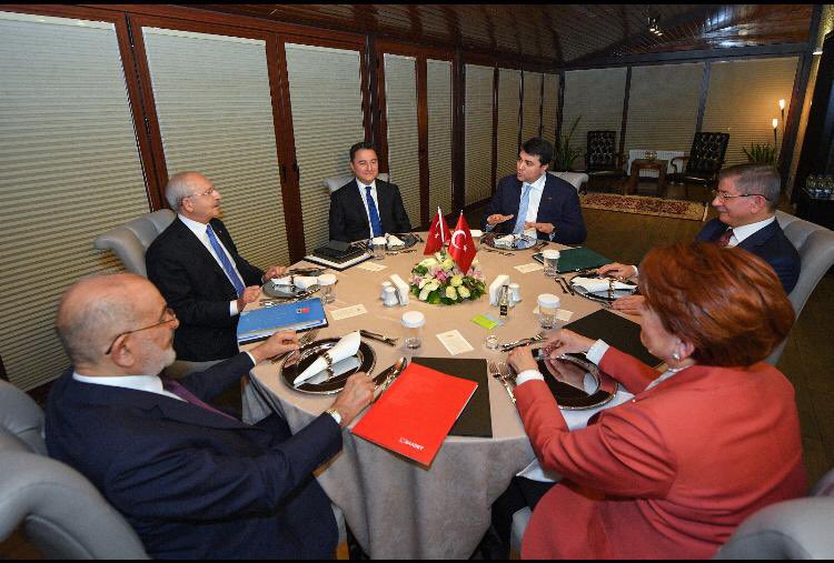 Ahmet_Davutoglu's tweet photo. Gerçekleştirdiğimiz bu dostane sohbet ve verimli toplantı vesilesiyle başta ev sahibi Sn. @kilicdarogluk olmak üzere tüm siyasi liderlere teşekkür ediyorum. @meral_aksener @T_Karamollaoglu @alibabacan @DpGultekinUysal https://t.co/2mHaUtqSSm
